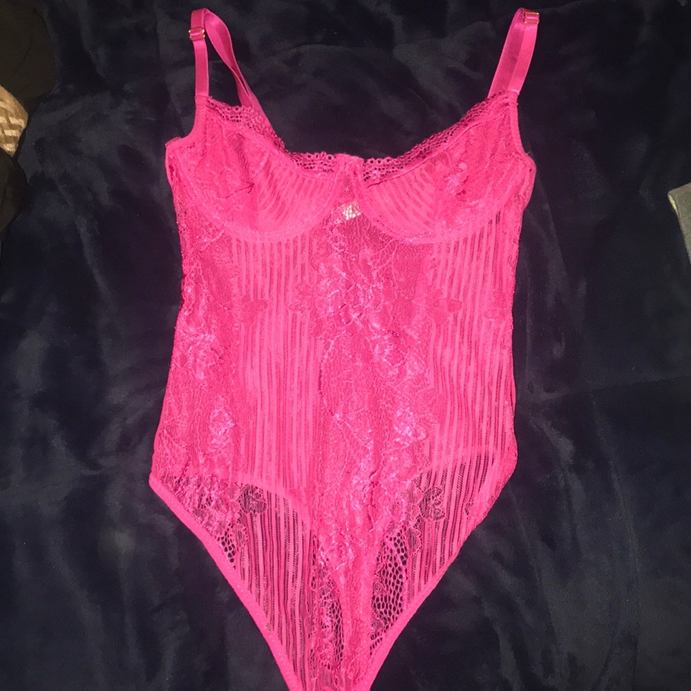Hot Pink lingerie body suit